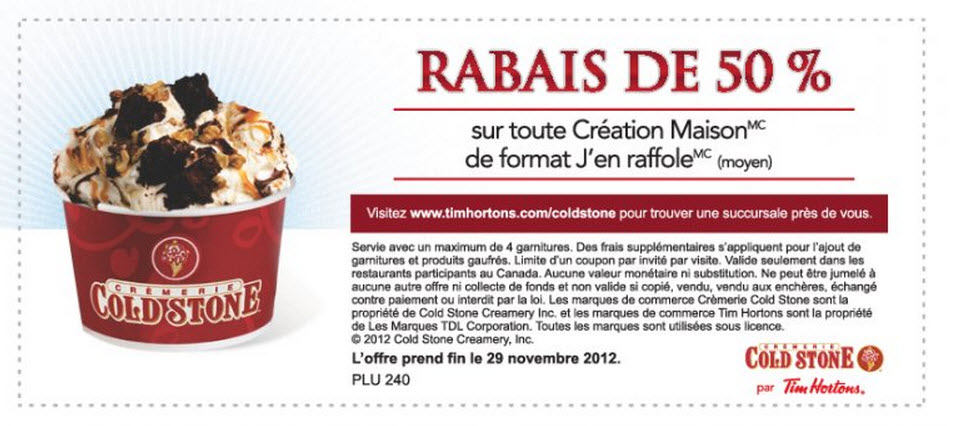 Ice Cream Cold Stone 50% off coupon RedFlagDeals com Forums